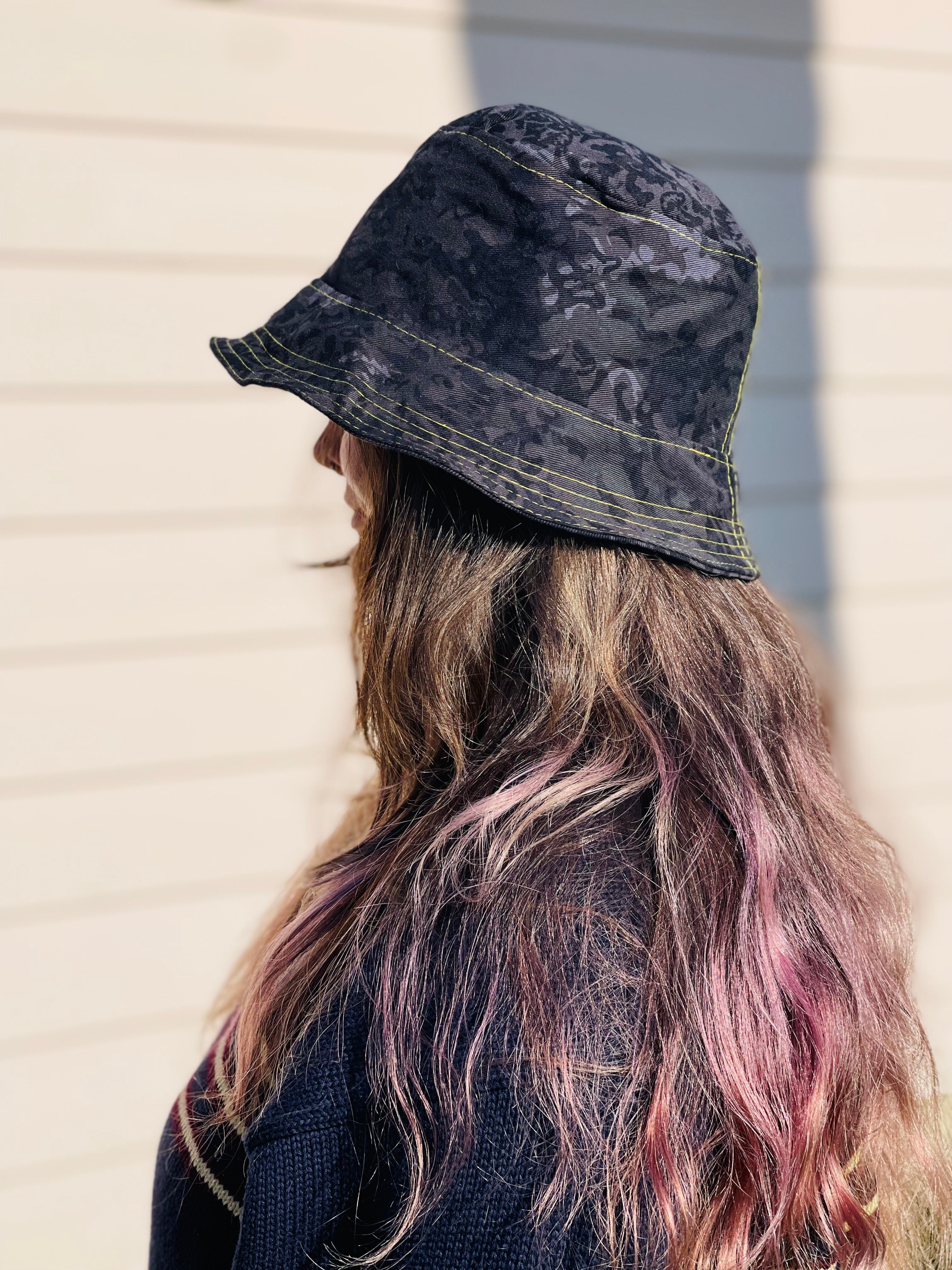 Black Floral Print Bucket Hat – ohippyday